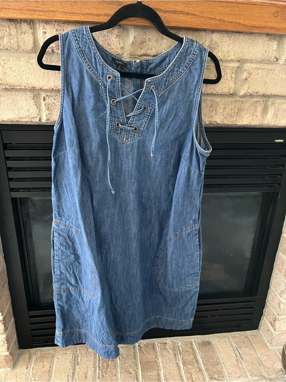 Talbots Blue Denim Lace-Up Dress
